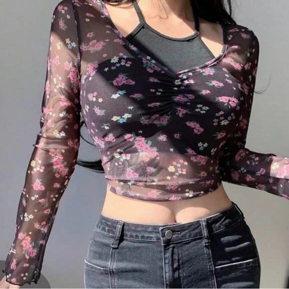 DAZY MESH HALF TANK CROP TOP 2 in 1 - Picture 3 of 3